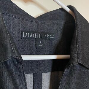 Lafayette 148 New York Black Midi Dress with Lace-Up Front NWOT